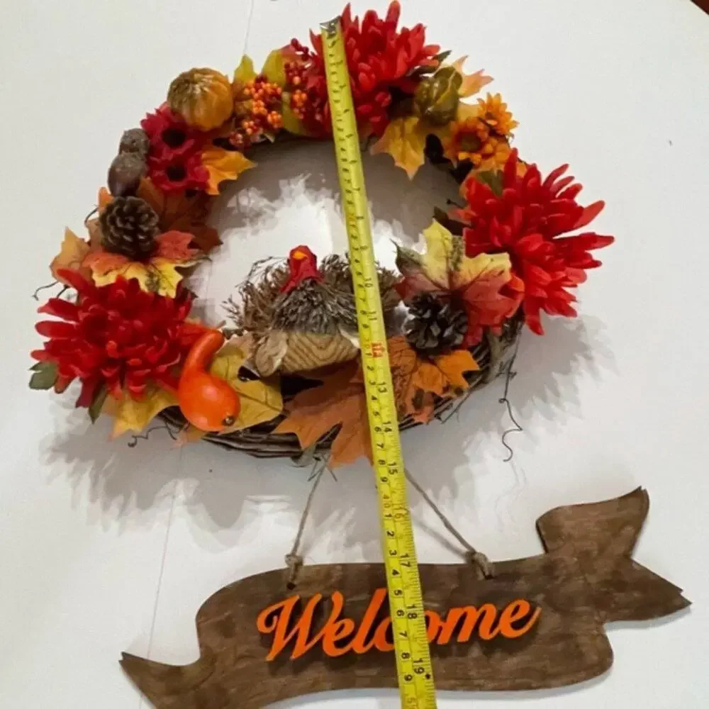 Thanksgiving Turkey Welcome Grapevine Wreath 19